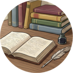 Livre ouvert, plume et encrier devant une pile de livres reliés – témoignage d'un élève venu d'une formation