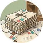 Pile d'enveloppes timbrées nouées d'une ficelle, d'autres lettres éparses – témoignage reçu par courriel ou par Discord